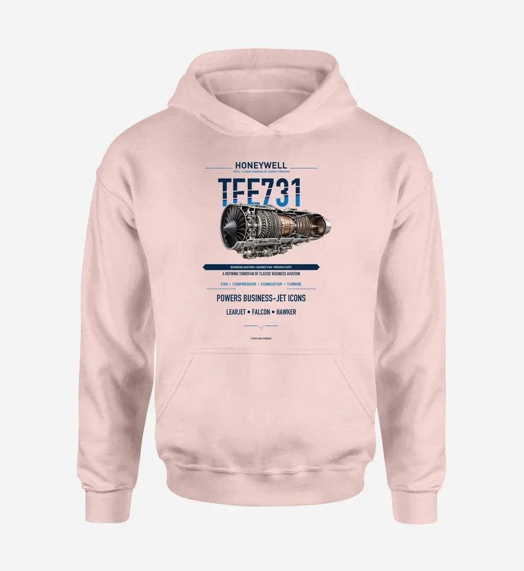 TFE731 design on pink hoodie single side