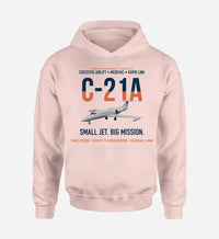 Thumbnail for C-21A LEARJET design on pink hoodie single side