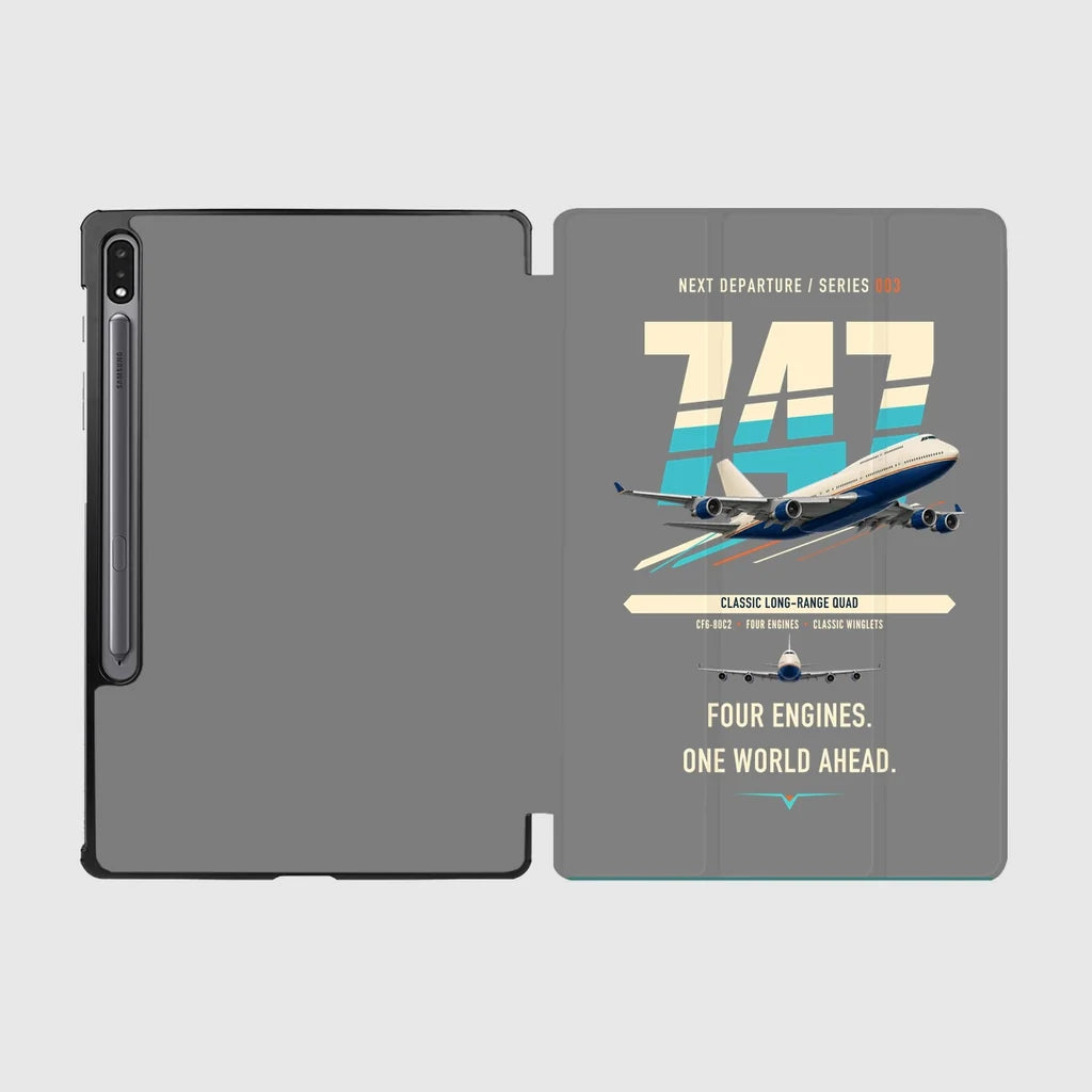 Boeing 747-400 design on gray samsung tablet tablet case