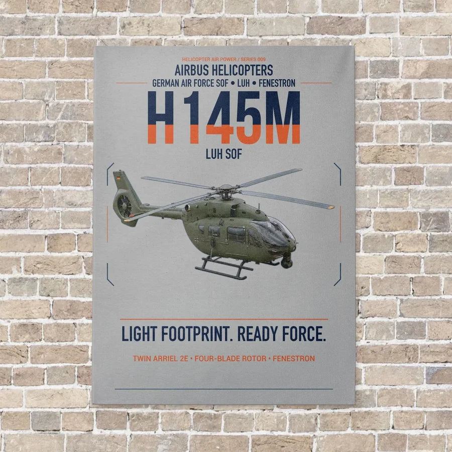 Airbus Helicopters H145M LUH SOF vertical canvas print - no frame - light gray background