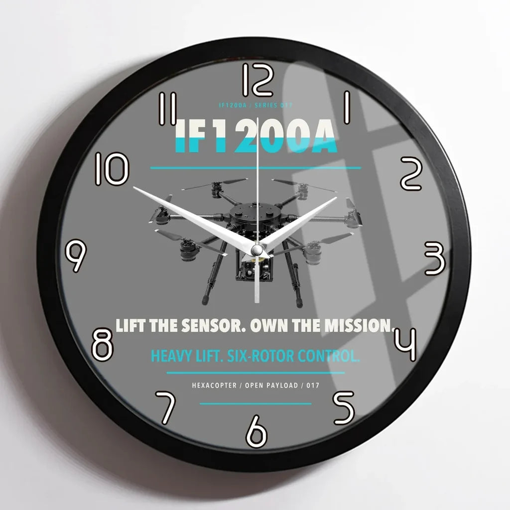 Inspired Flight IF1200A design on gray framed wall clock