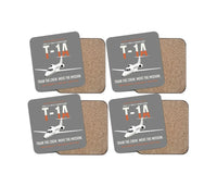 Thumbnail for T-1A Jayhawk Advanced Jet Trainer design on gray 4 pieces set coaster