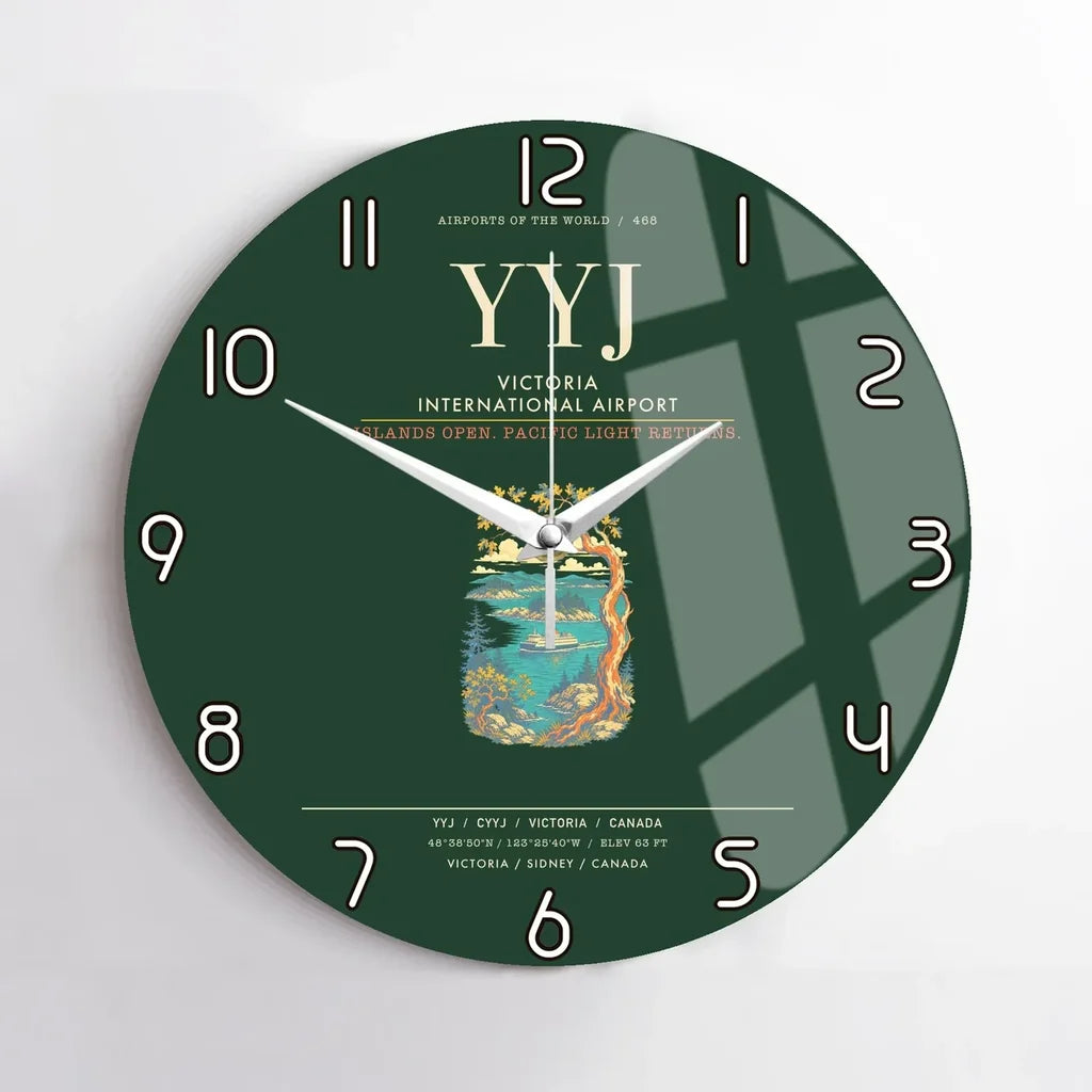 Victoria International Airport YYJ Wall-Clock No-Frame - Dark Green