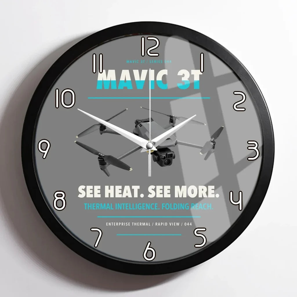 DJI Mavic 3 Thermal design on gray framed wall clock