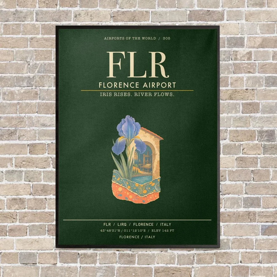 Florence Airport FLR - Canvas Framed - Dark Green