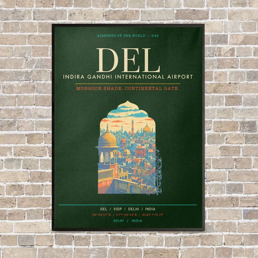 Indira Gandhi International Airport Delhi DEL - Canvas Framed - Dark Green
