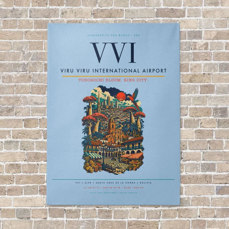 Viru Viru International Airport VVI - Canvas No Frame - Light Blue