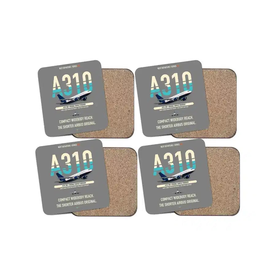 Airbus A310-200 design on gray 4 pieces set coaster