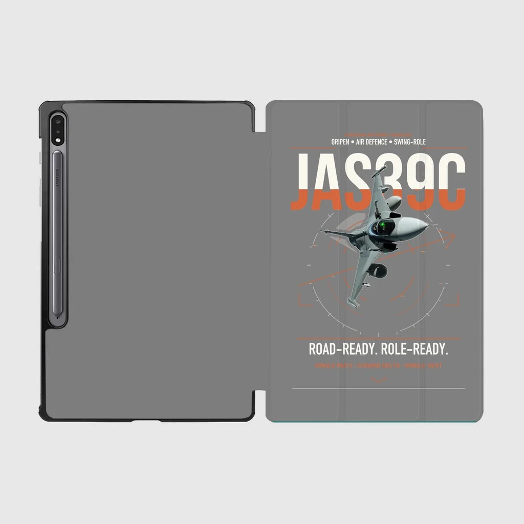 Saab JAS 39C Gripen design on gray samsung tablet tablet case