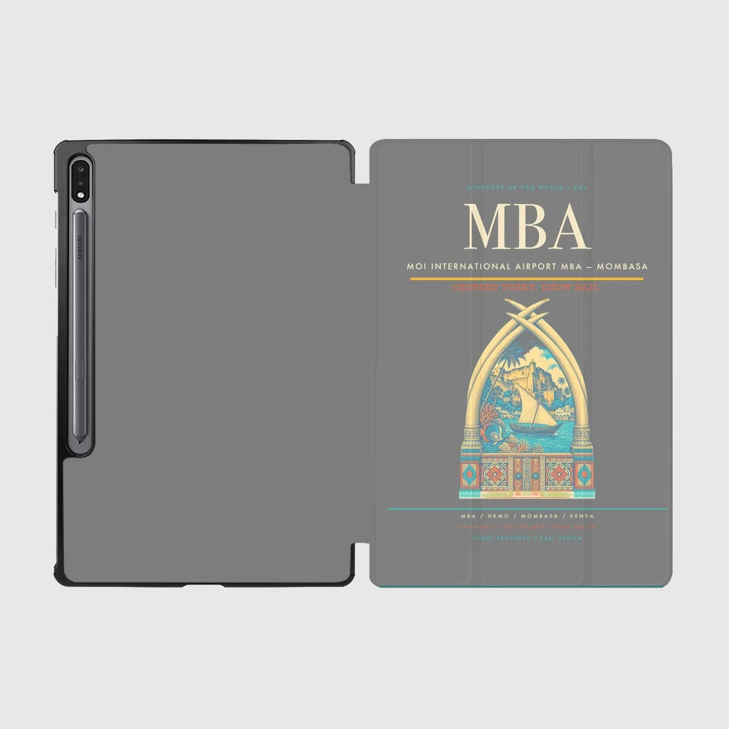 Moi International Airport (MBA) design on gray samsung tablet tablet case