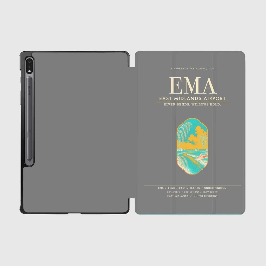 East Midlands Airport (EMA) design on gray samsung tablet tablet case