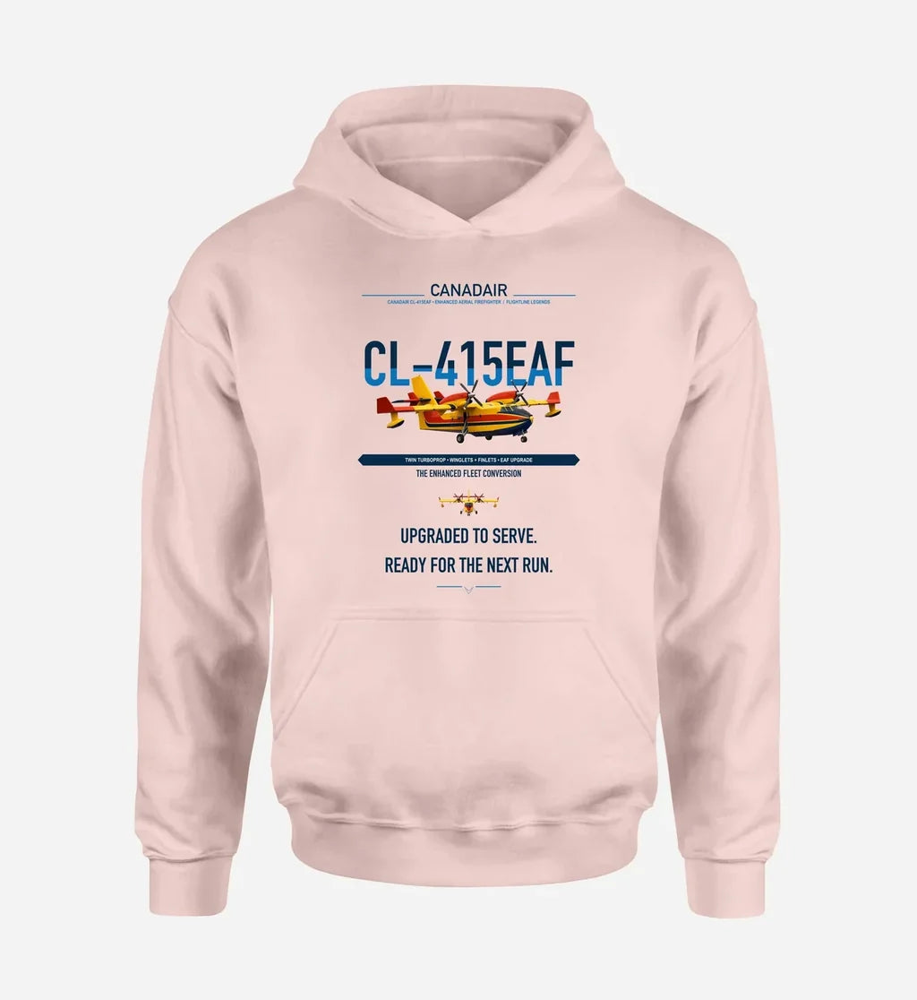 Canadair CL-415EAF design on pink double-side hoodie, single-side print