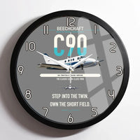 Thumbnail for Beechcraft King Air C90 design on gray framed wall clock