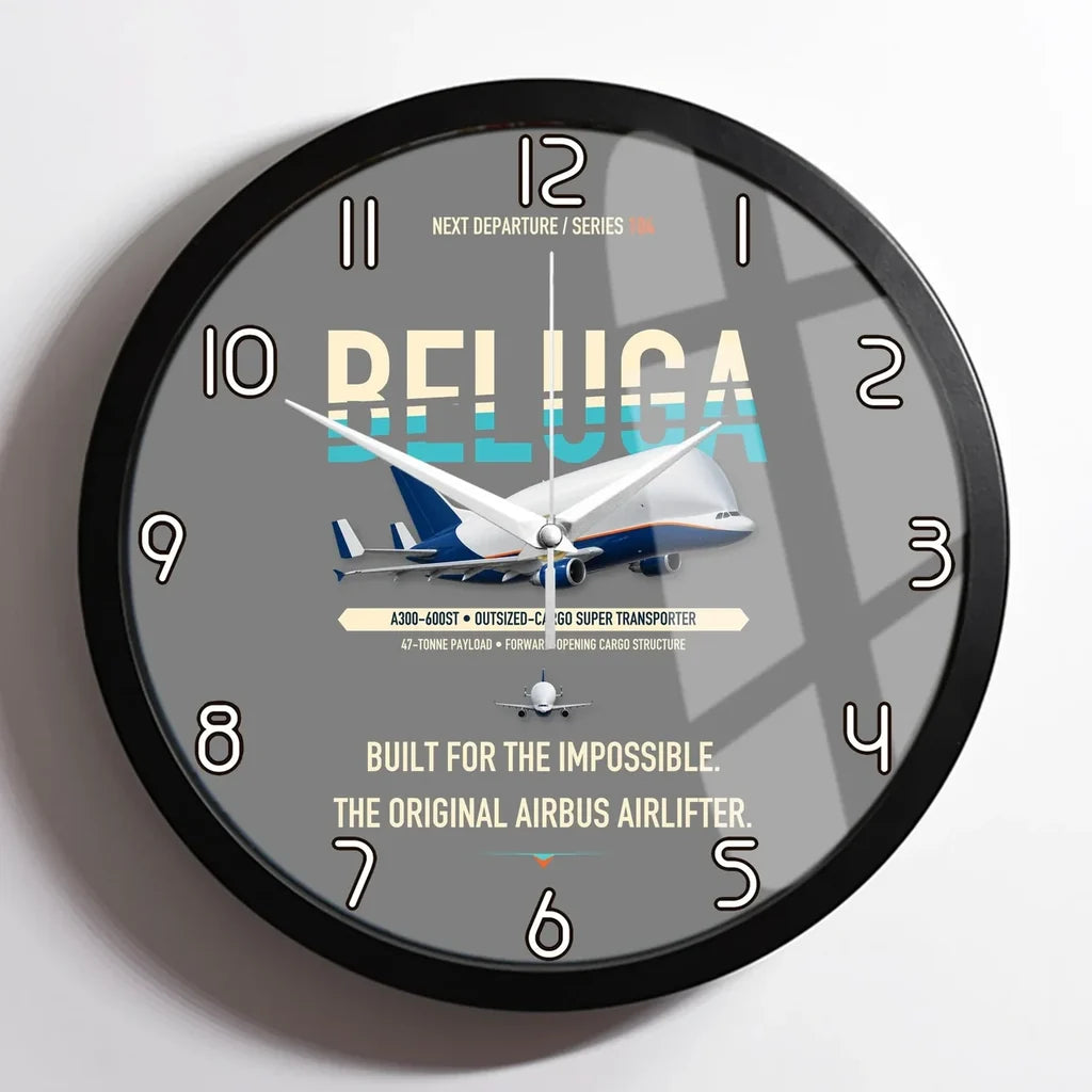 Airbus A300-600ST BelugaST design on gray framed wall clock