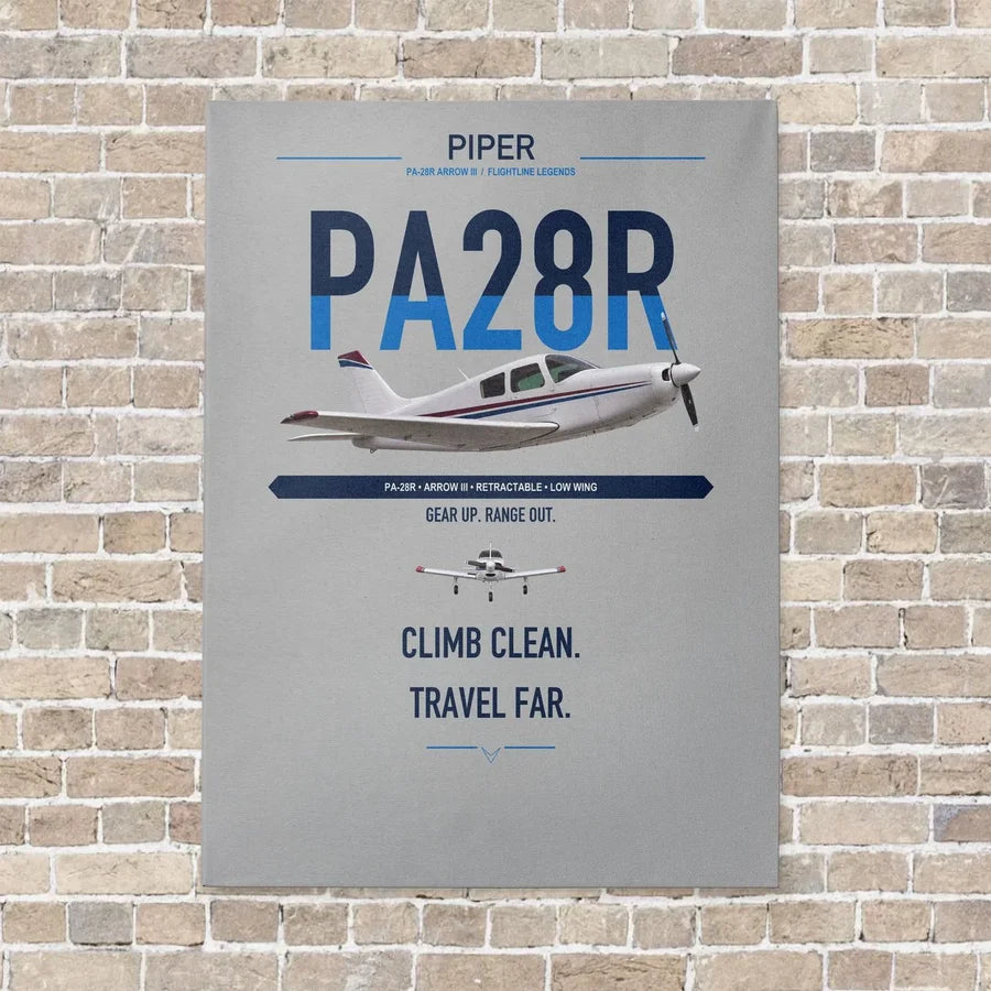 Piper PA-28R Arrow III vertical canvas print - no frame - light gray background
