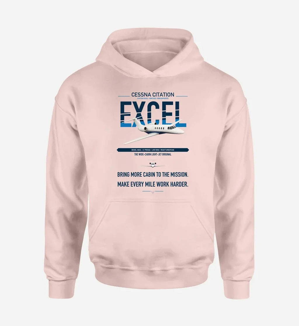 Cessna Citation Excel design on pink double-side hoodie, single-side print