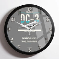 Thumbnail for Douglas DC-3 design on gray framed wall clock