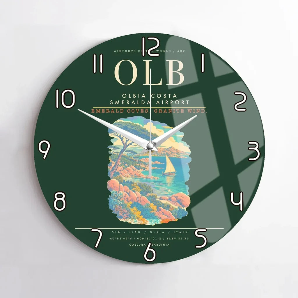 Olbia Costa Smeralda Airport OLB Wall-Clock No-Frame - Dark Green