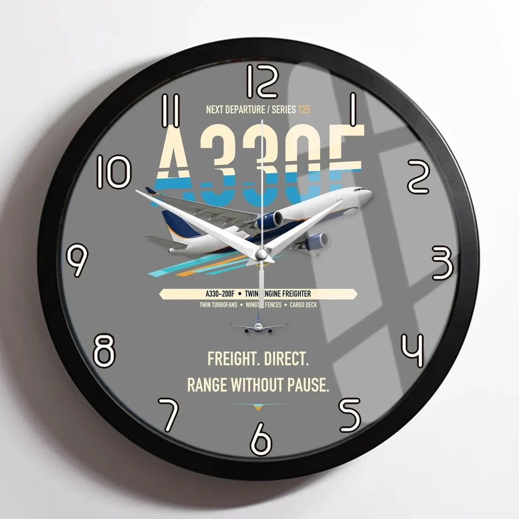 Airbus A330-200F design on gray framed wall clock