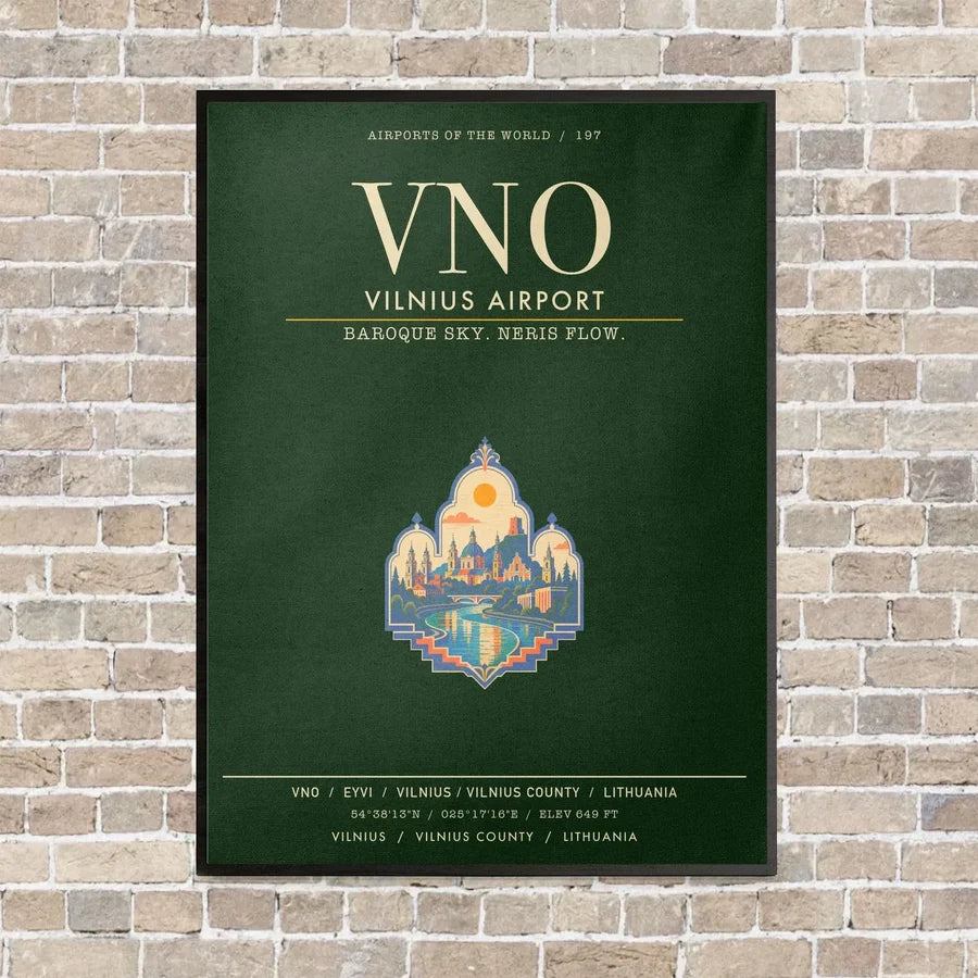 Vilnius Airport VNO - Canvas Framed - Dark Green
