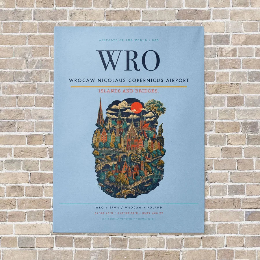 Wrocaw Nicolaus Copernicus Airport WRO - Canvas No Frame - Light Blue