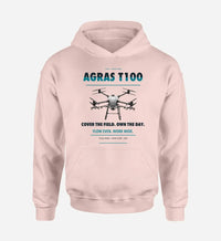 Thumbnail for DJI Agras T100 design on pink hoodie single side