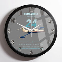Thumbnail for Bombardier Learjet 24 design on gray framed wall clock