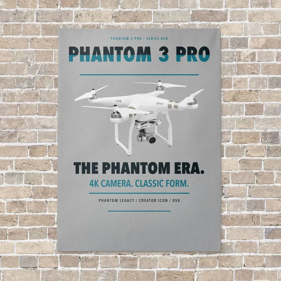 DJI Phantom 3 Professional vertical canvas print - no frame - light gray background