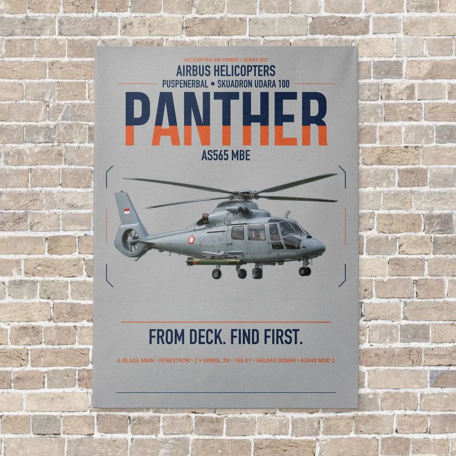 Airbus Helicopters AS565 MBe Panther vertical canvas print - no frame - light gray background