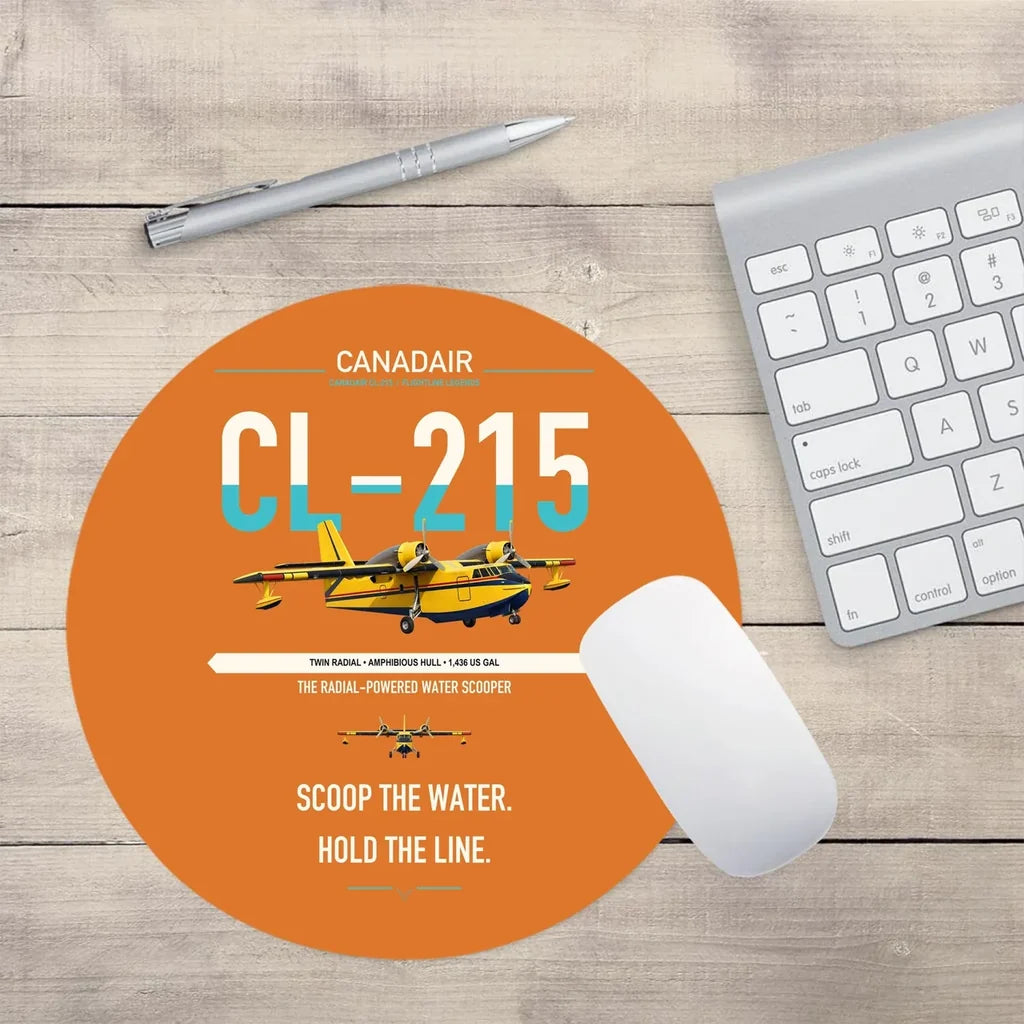 Canadair CL-215 design on orange round mouse pad