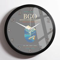Thumbnail for Bergen Airport Flesland BGO - Seven-Rain Fjord Tapestry Wall-Clock Framed - Gray