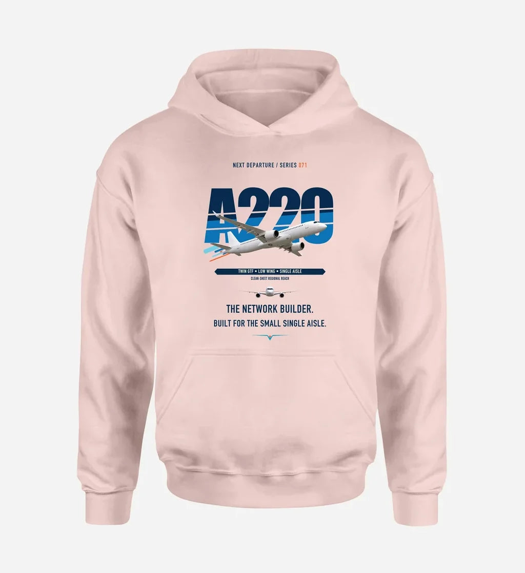 Airbus A220-300 design on pink hoodie single side