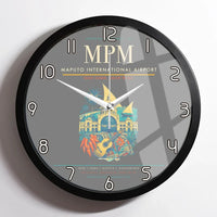 Thumbnail for Maputo International Airport (MPM) design on gray framed wall clock