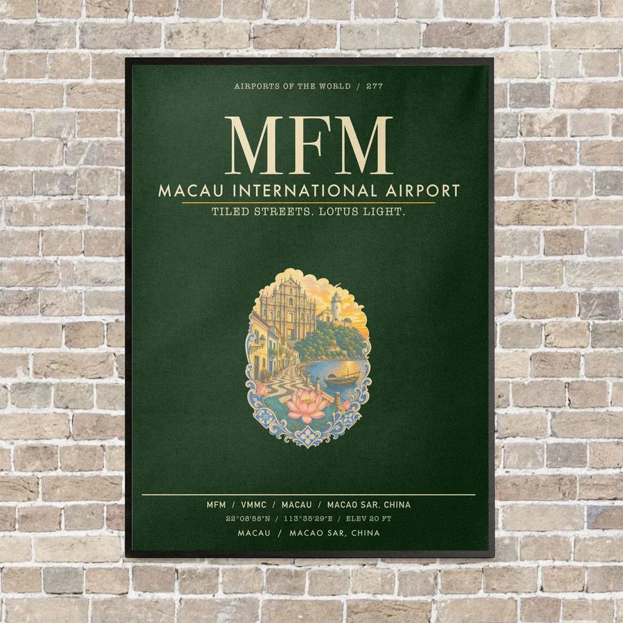 Macau International Airport MFM - Canvas Framed - Dark Green