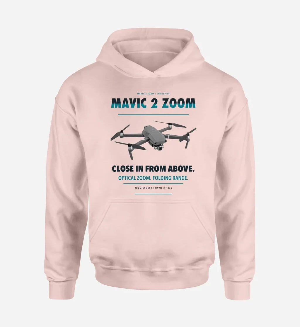DJI Mavic 2 Zoom design on pink hoodie single side