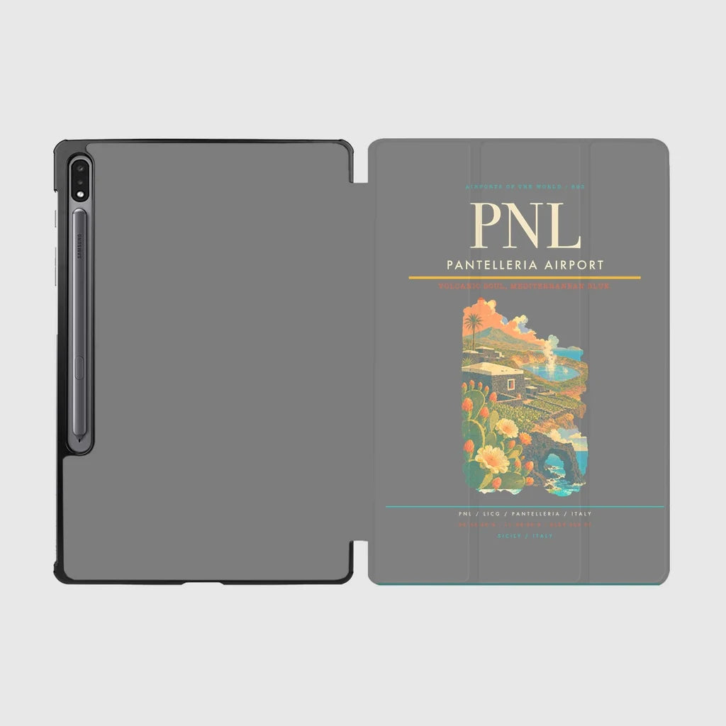 Pantelleria Airport (PNL) design on gray samsung tablet tablet case