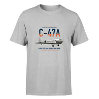 Thumbnail for C-47A Skytrain design on light gray double-side t-shirt, single-side print