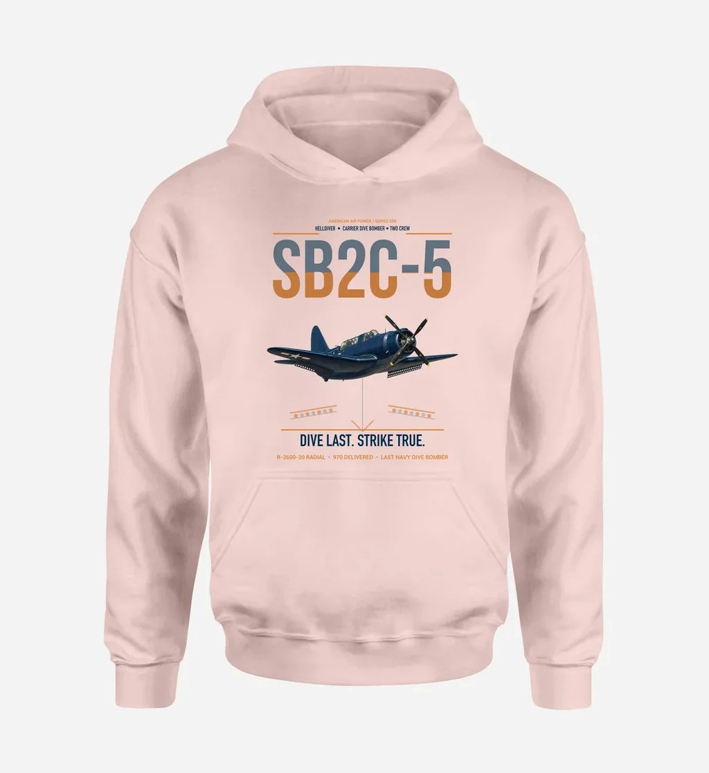 SB2C-5 Helldiver design on pink double-side hoodie, single-side print