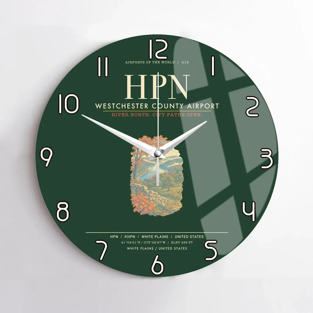 Westchester County Airport HPN Wall-Clock No-Frame - Dark Green