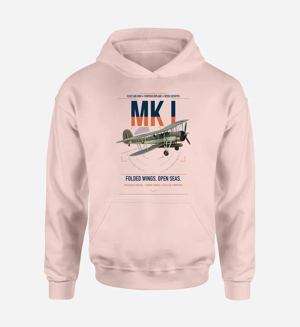 Fairey Swordfish Mk I design on pink double-side hoodie, single-side print