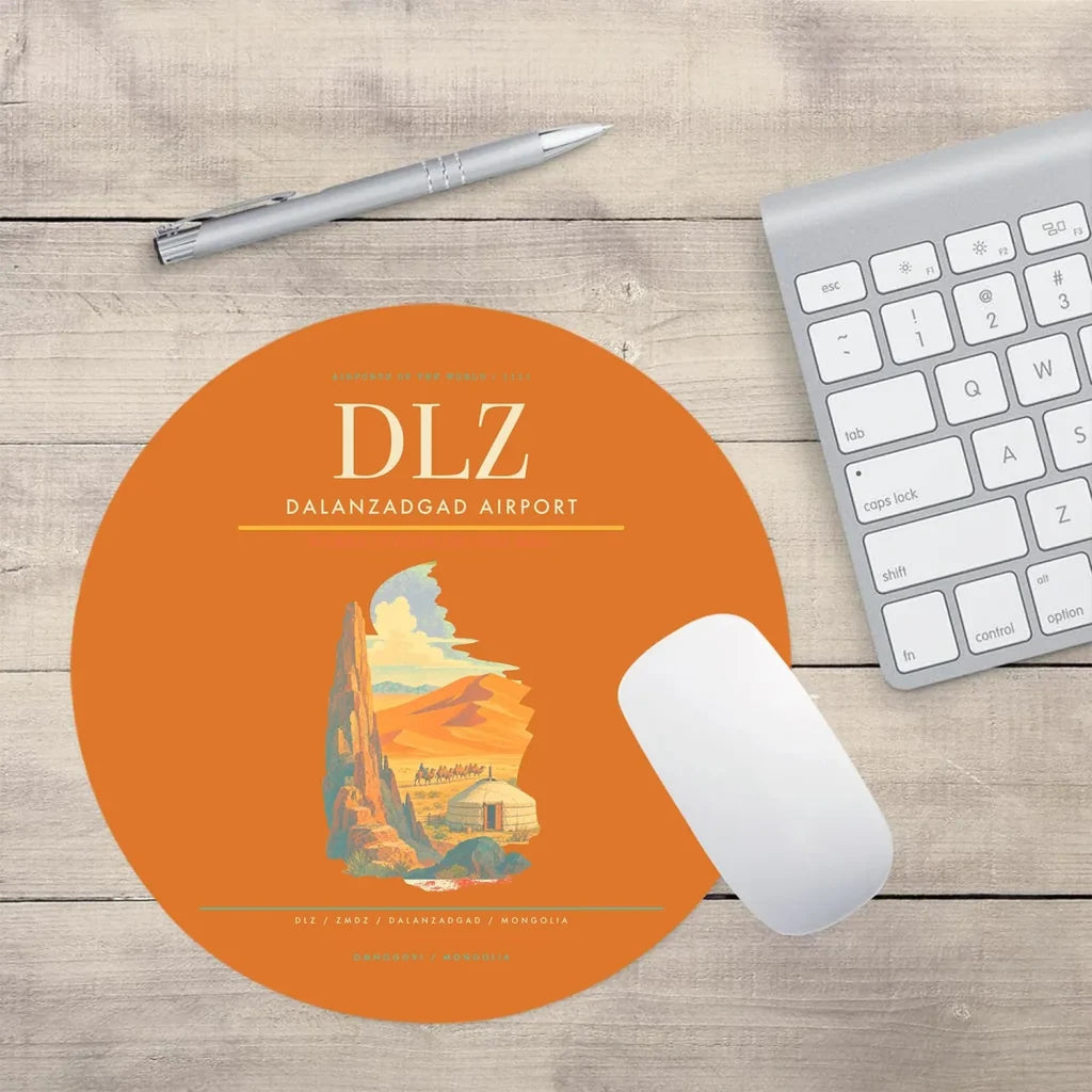 Dalanzadgad Airport (DLZ) design on orange round mouse pad