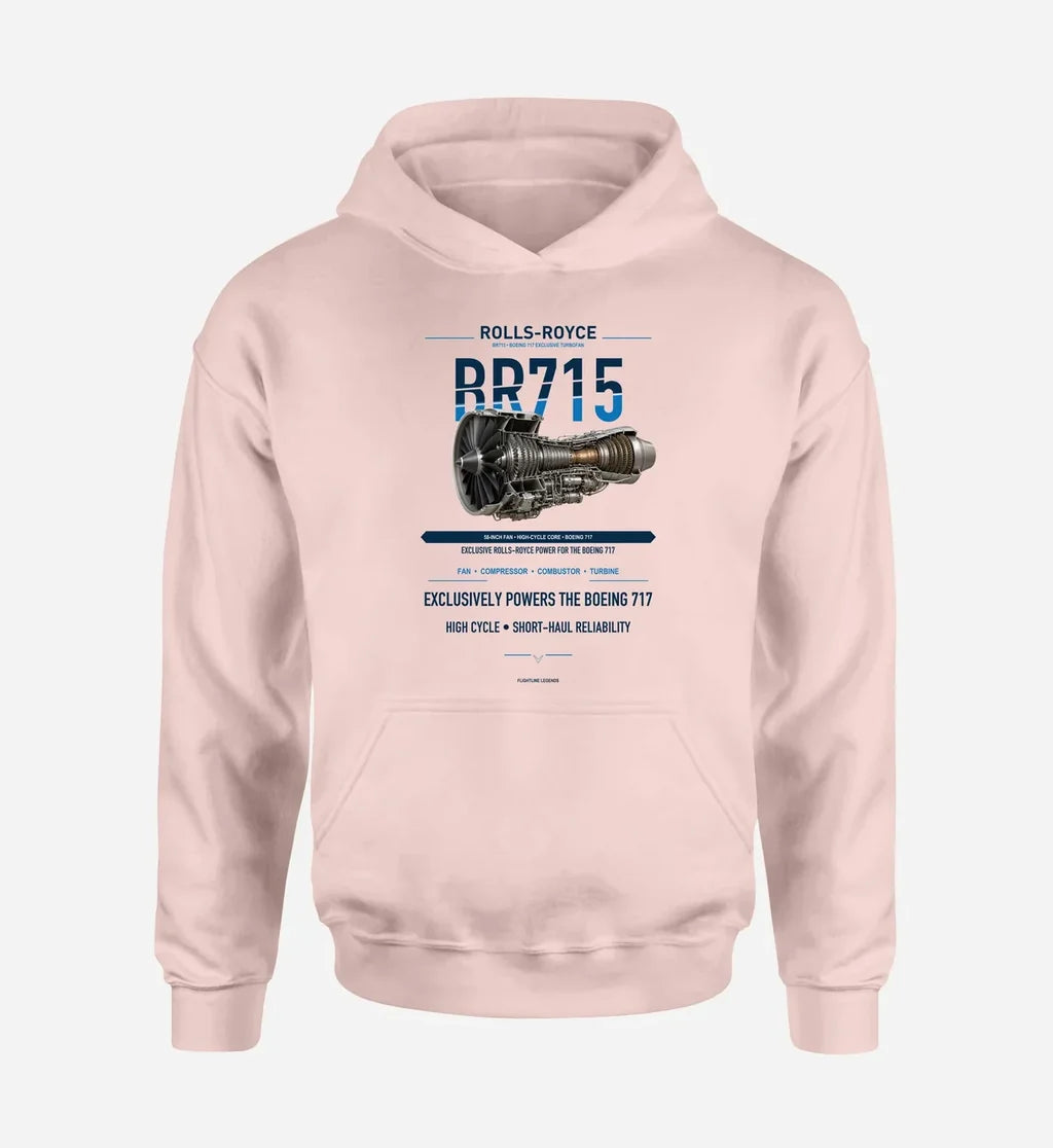 BR715 design on pink hoodie single side