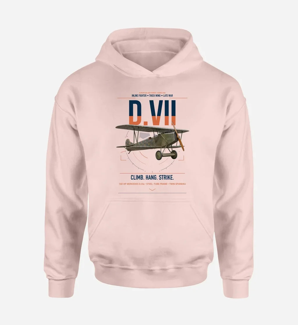 Fokker D.VII design on pink double-side hoodie, single-side print