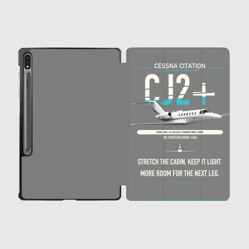 Cessna Citation CJ2+ design on gray samsung tablet tablet case