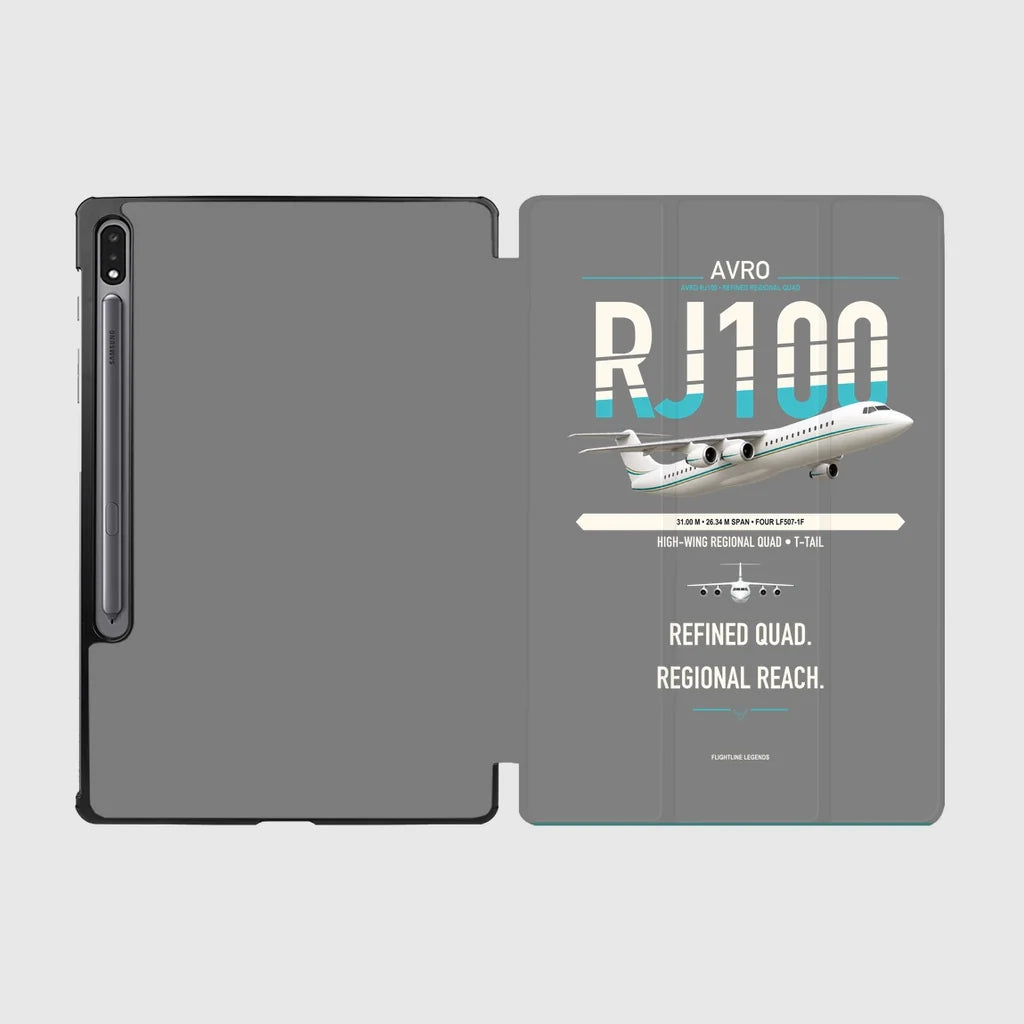 Avro RJ100 design on gray samsung tablet tablet case