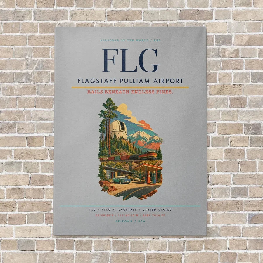 Flagstaff Pulliam Airport FLG vertical canvas print - no frame - light gray background