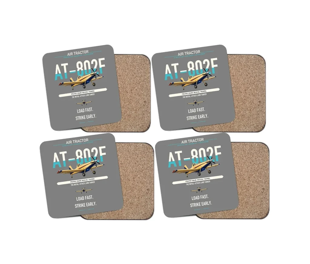 Air Tractor AT-802F design on gray 4 pieces set coaster