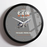 Thumbnail for Sikorsky S-61N design on gray framed wall clock