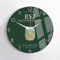 Thumbnail for Manas International Airport Bishkek BSZ Wall-Clock No-Frame - Dark Green