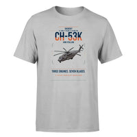 Thumbnail for Sikorsky CH-53K King Stallion design on light gray t-shirt, single-side print